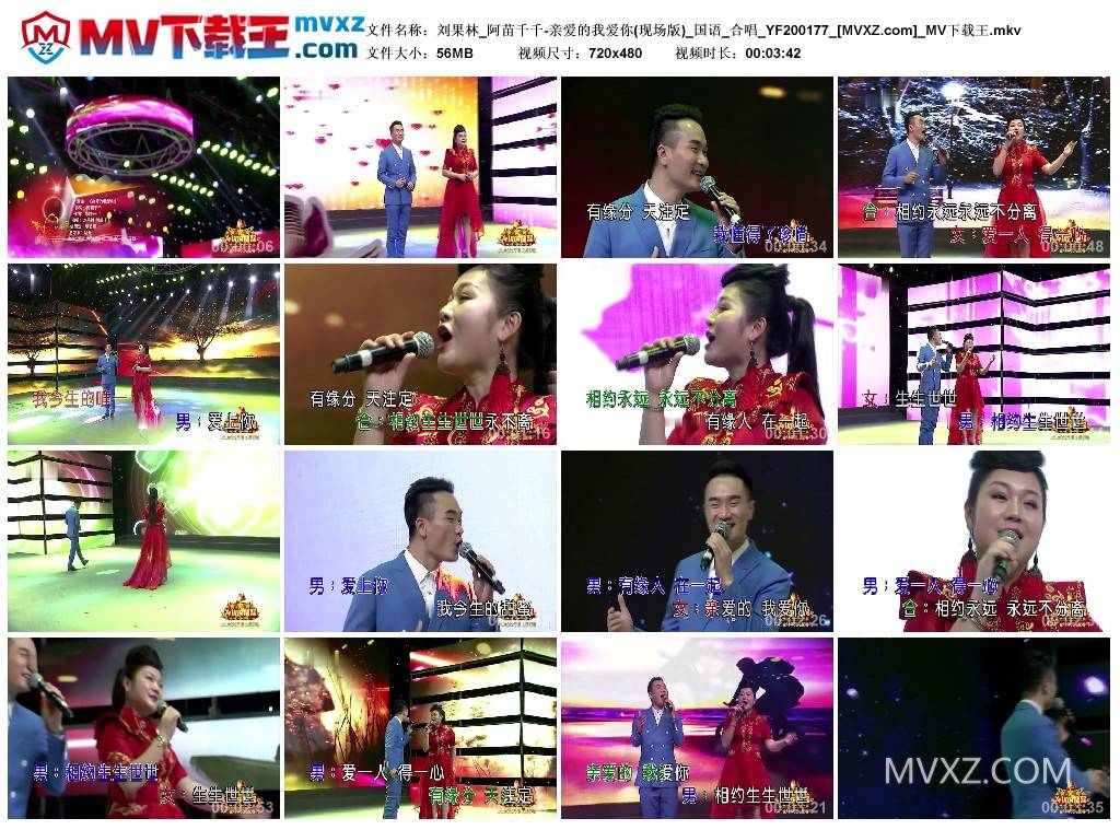 刘果林_阿苗千千-亲爱的我爱你(现场版)_国语_合唱_YF200177